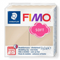 Pure high-resolution hero shot of STAEDTLER Fimo Soft Sahara 57g (2 oz) modeling clay in its original packaging, centered on a pure white background.