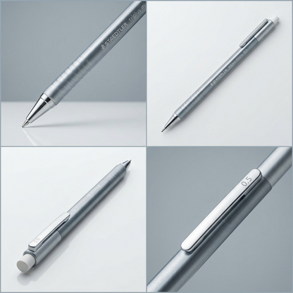 A multi-angle views of the STAEDTLER triplus micro 0.5mm mechanical pencil.