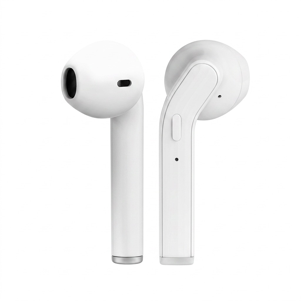 Wicked Audio Driftr TWS White earbuds (WITW2151), centered hero shot on white, realistic details.