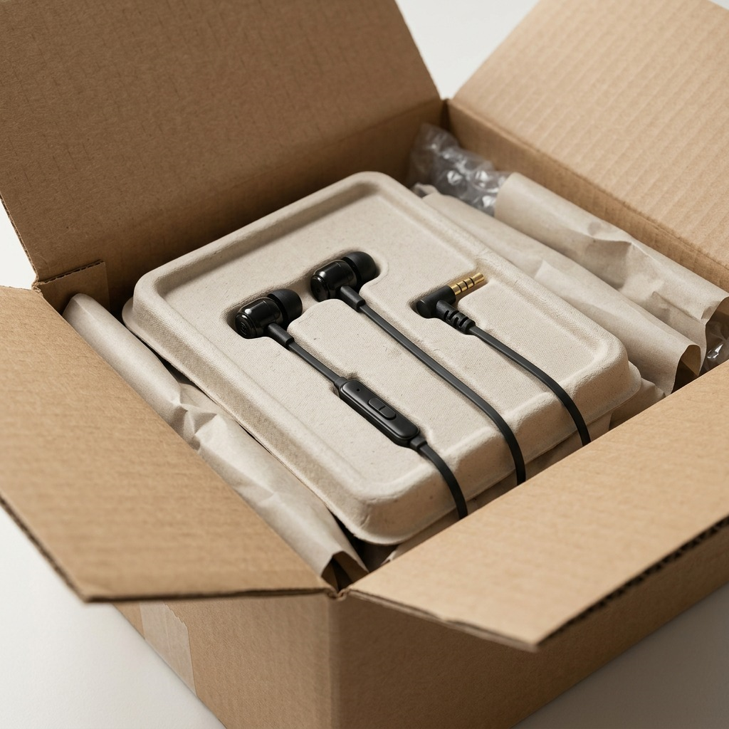 Secure unboxing, Wicked Audio Hiro earphones in protective materials.