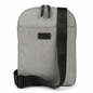 Bugatti Reborn Slim Crossbody bag in heather grey recycled fabric with black REBORN strap.