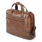 Bugatti Valentino cognac vegan leather briefcase with top handles and adjustable shoulder strap.
