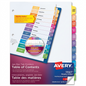 Avery 11127 Jan-Dec Table of Contents Monthly Dividers with multicolor tabs and printable page.