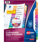11141 READY INDEX TABLE OF CONTENTS DIVIDERS, 12 TAB, 1 SET,