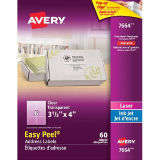 CLEAR EASY PEEL, 4" X 3 1/3", PERMANENT, 10 SHEETS/ENV.