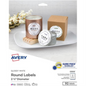 22830 GLOSSY WHITE ROUND LABELS, 2 1/2" DIA., 10 SHTS/ENV.,