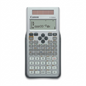 Canon F-792SGA scientific calculator in grey with 4-line display, solar panel, and hard case.