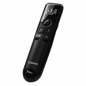 A high-resolution, centered view of the black Canon PR100-R presenter remote on a pure white background.