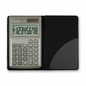 Canon LS-63TG handheld calculator in a black folding cover with 8-digit LCD and silver finish.