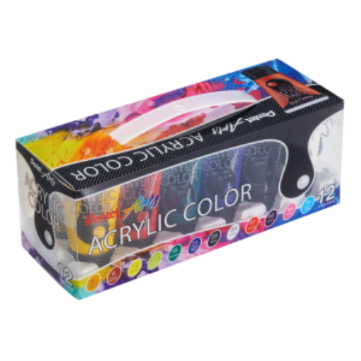 Pentel Arts Acrylic Colour Paint Set 12 Colours