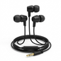 A high-resolution, centered view of the Tech Basics wired earbuds, showcasing the microphone and 3.5mm plug on a pure white background.