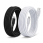 A premium, close-up photograph of a coiled black and a coiled white 9-foot braided Type-C cable on a pure white background.