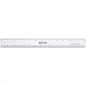 A high-resolution product shot of the Westcott 12-inch/30cm clear plastic ruler, as shown in image_0.png, resting horizontally on a pure white background with a clean, soft shadow and crisp edges.