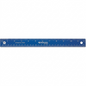 High-resolution hero shot of the blue Westcott 30cm/12 inch stainless steel ruler, showing its exact markings, centered on a pure white background.