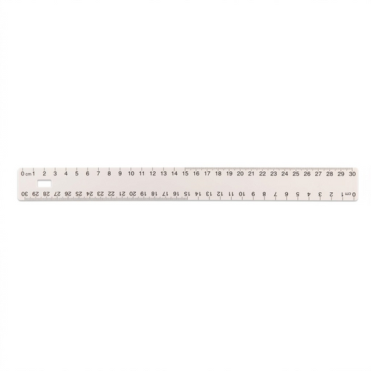 A high-resolution, centered view of the Westcott 30cm white plastic ruler on a pure white background.