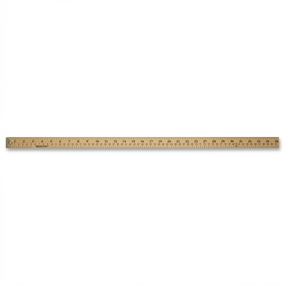 A high-resolution wooden yardstick product photo with clear inch and metric markings against a white background.