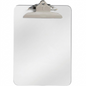 A premium high-resolution ecommerce hero shot of the Westcott letter-size clear clipboard with its specific silver spring clip, centered on a pure white background with realistic shadows.