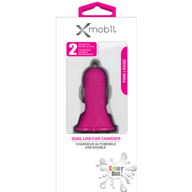 Colour Burst Car Charger 2.1 Amp 2 Port USB-A - Pink