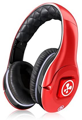 Nabi Child-Safe Premium Headphones Over the Ear Ultra Soft Pads with Volume Limiting Option Built in Mic Adjustable Headband 3.5mm - Red