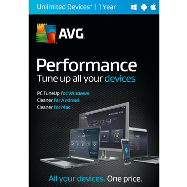AVG Performance Tuneup & Clean Unlimited Devices (10-Device Maximum) 1-Year BIL PC/Mac/Android