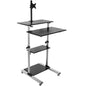 Mount-It! Rolling Computer Work Station with Monitor Mount Up to 32 in 4 Levels for Laptop Keyboard & Mouse Printer CPU High Powder Coated Steel Frame Casters with Locks