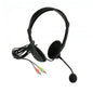 Xtech Headset Stereo with Boom Mic Volume Control Black 2 x 3.5mm Plugs for Mic & Audio 6ft Cord Light Weight - Black