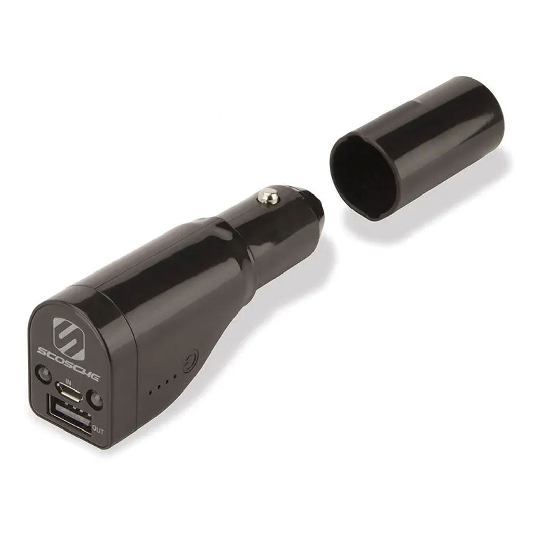 Scosche 2600mAh Powerbank 2 Port 3-in-1 Car Charger 5 Amp - Powerbank - Flashlight