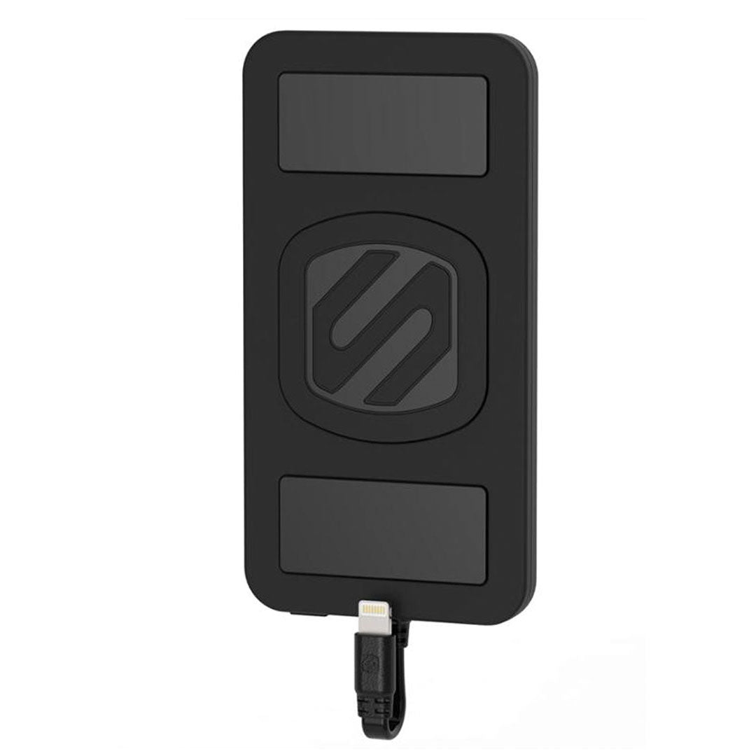 Scosche 4000mAh Powerbank 1 Port 2.1 Amp MagicMOUNT with 2 MagicPLATES large and Small with Built in Lightning MFI Cable