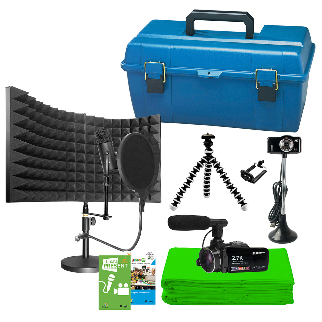 HamiltonBuhl Media Production Studio Kit Deluxe Contains PCAST4 WEBCAM HDV17BK HDV17-MIC TPOD20