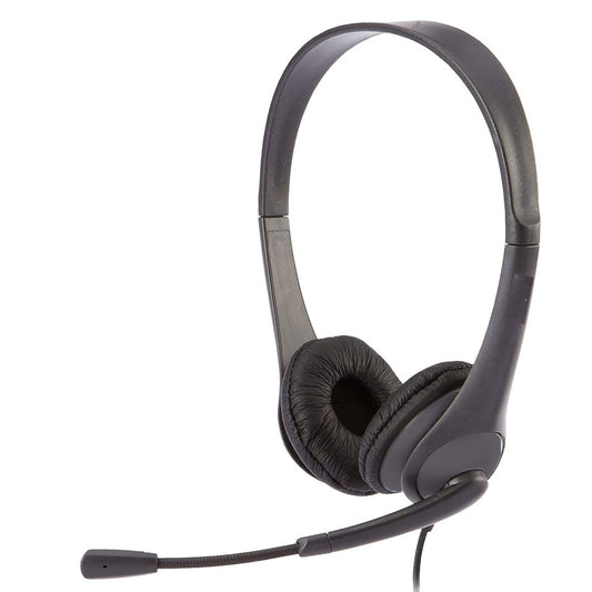 Headset Stereo with Boom Mic USB Adjustable On Ear - Black Bulk