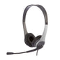 Headset Stereo with Boom Mic USB Adjustable On Ear - Black & Silver Bulk