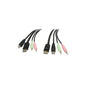 StarTech Cable 4-in-1 USB DisplayPort KVM Switch w/ Audio & Microphone 6ft - Black