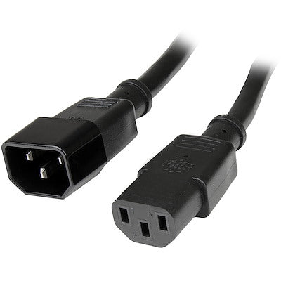 StarTech Power Cord Heavy Duty Extension 3ft 15A 125V 14AWG - Black