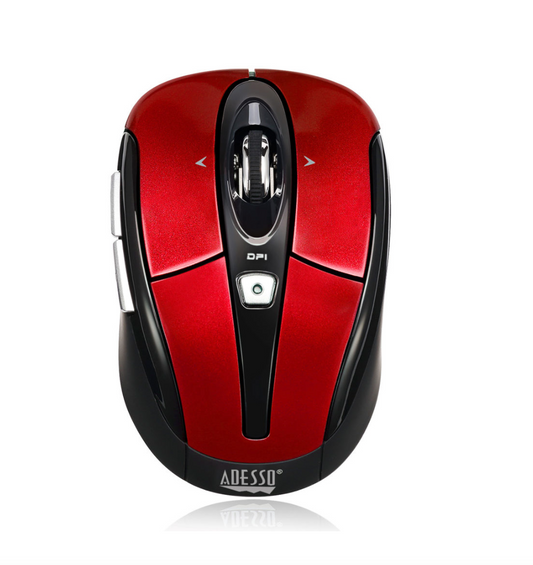 Adesso Mouse Wireless Nano S60R 6 Buttons 4 Way Tilting Programmable Buttons up to 1600dpi PC/Mac - Red