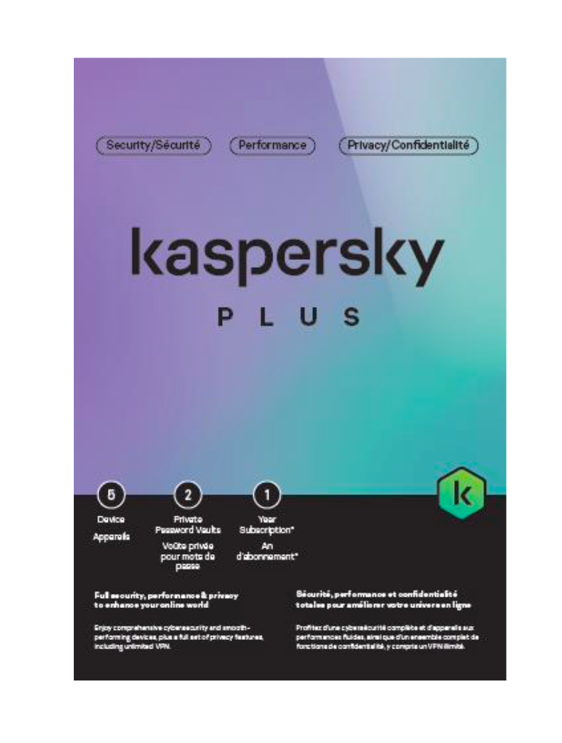 Kaspersky Plus 3-Device 1-Year with Unlimited VPN ESD (DOWNLOAD CODE) PC/Mac/Android