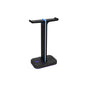 Xtech  Headset Stand Dual with 2 USB-A Ports RGB Lighting Cable Organizer with Cell Phone Stand - Black
