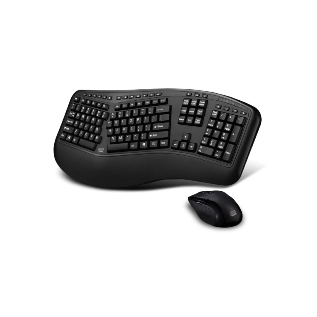 Adesso Keyboard & Mouse Combo Wireless Ergo 1600dpi PC/MAC- FRENCH Canadian - Black