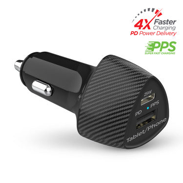 HyperGear Car Charger 2 Port 25W USB-A (12W) USB-C (25W) PD PPS