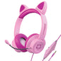 HyperGear  Headset with Boom Mic Kombat Kitty Safe Volume and Mute Controls with Kitty Ears 3.5mm Portable Tangle Free Cable - Pink