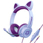 HyperGear  Headset with Boom Mic Kombat Kitty Safe Volume and Mute Controls with Kitty Ears 3.5mm Portable Tangle Free Cable - Purple