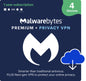 Malwarebytes Premium Plus 4-Device 1-Year Includes Browser Guard & Privacy VPN PC/MAC/Android/iOS