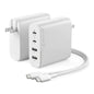 Alogic Wall Charger 4 Port 100W GaN PD 2x USB-C (65-100W + 18W)+ 2x USB-A (both 12W) with 6ft USB-C to USB-C 100W Cable - White