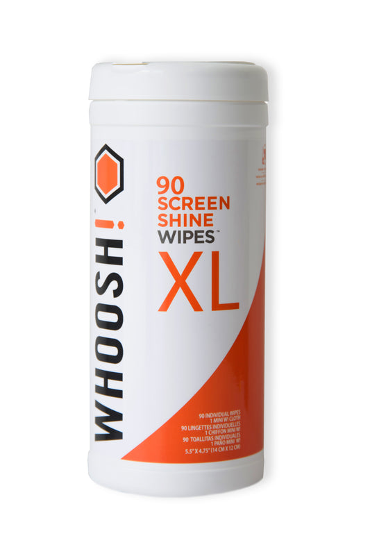 Whoosh! Screen Shine Wipes 90 Wipes XL Canister + Mini Cloth Non-Toxic Alcohol & Ammonia Free