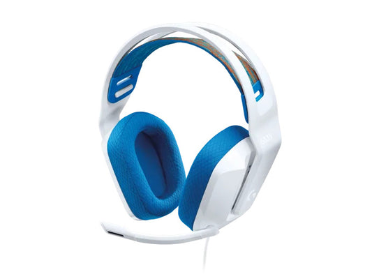 Logitech Electronics Headset G335 with Boom Mic Light Weight Suspension Headband 3.5mm Soft Memory Foam Pads - Blue & White