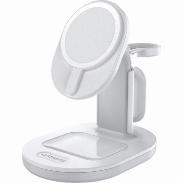 OtterBox Qi Charging 3-in-1 Charging Stand Magsafe iPhone AirPods Watch (charger not included)  with 36W Wall Charger and 6ft USB-C to USB-C Cable - White