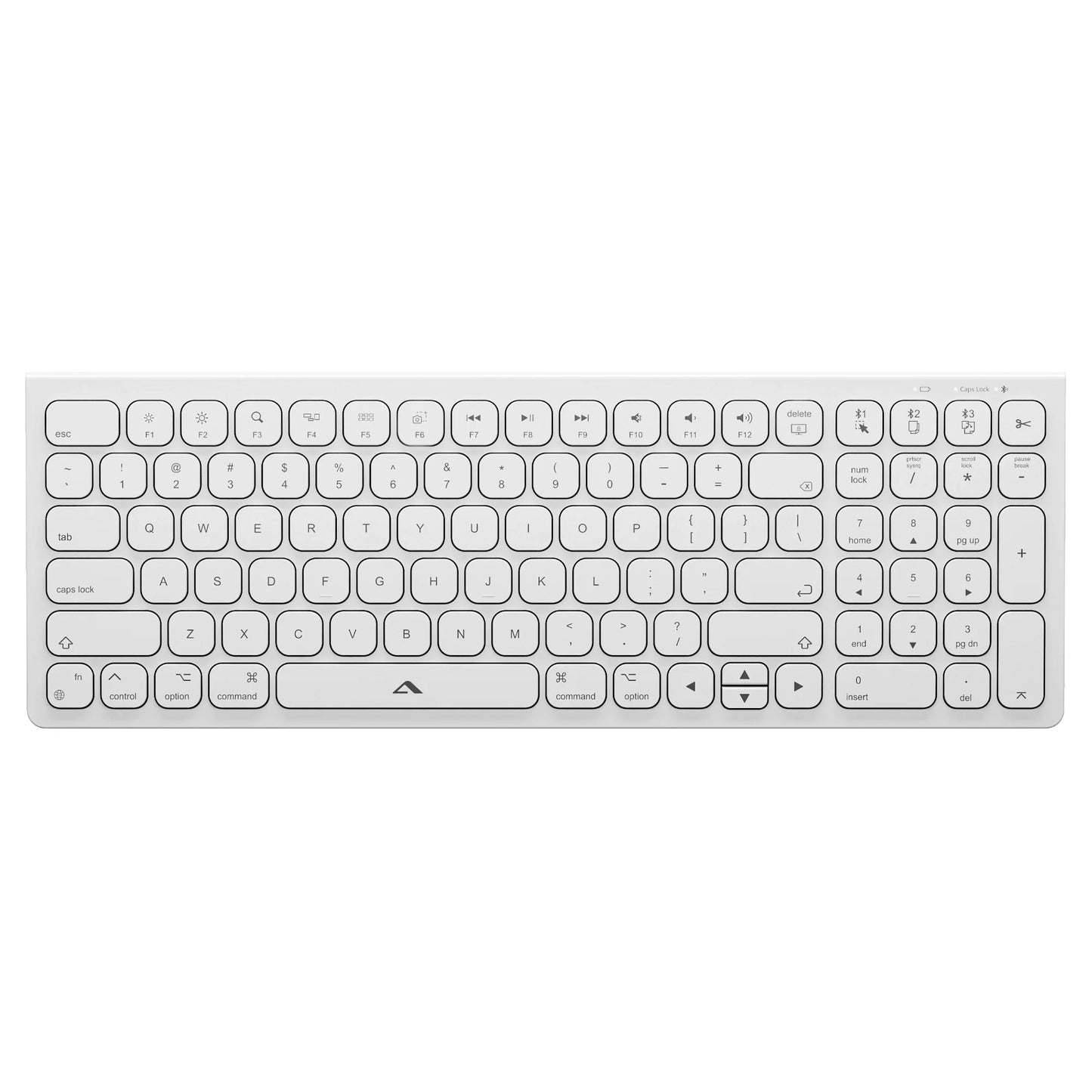 Alogic Keyboard Bluetooth Echelon USB-C Rechargeable Compact Mac - White