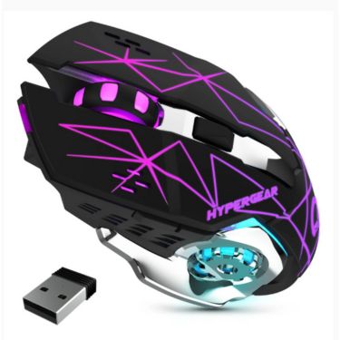 HyperGear  Mouse Wireless 2.4Ghz Chromium 6 Button 1600dpi 7 Colour LED PC/Mac - Black