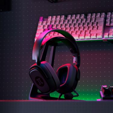 Primus  Headset with Boom Mic Arcus 100T Detachable Mic Inline Controls Adjustable Headband Braided Cable 3.5mm TRRS with Adapter - Black