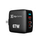 Klipxtreme Wall Charger 3 Port 67W PowerWall 67 2x USB-C PD 3.0 1x USB-A QC 3.0 - Black