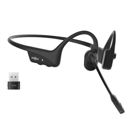 Shokz OpenComm2 2025 UC with USB-A Dongle Cosmic Black Bluetooth Stereo Headset Noise Cancelling Boom Mic with Mute Button - Bone Conduction - Zoom Certified
